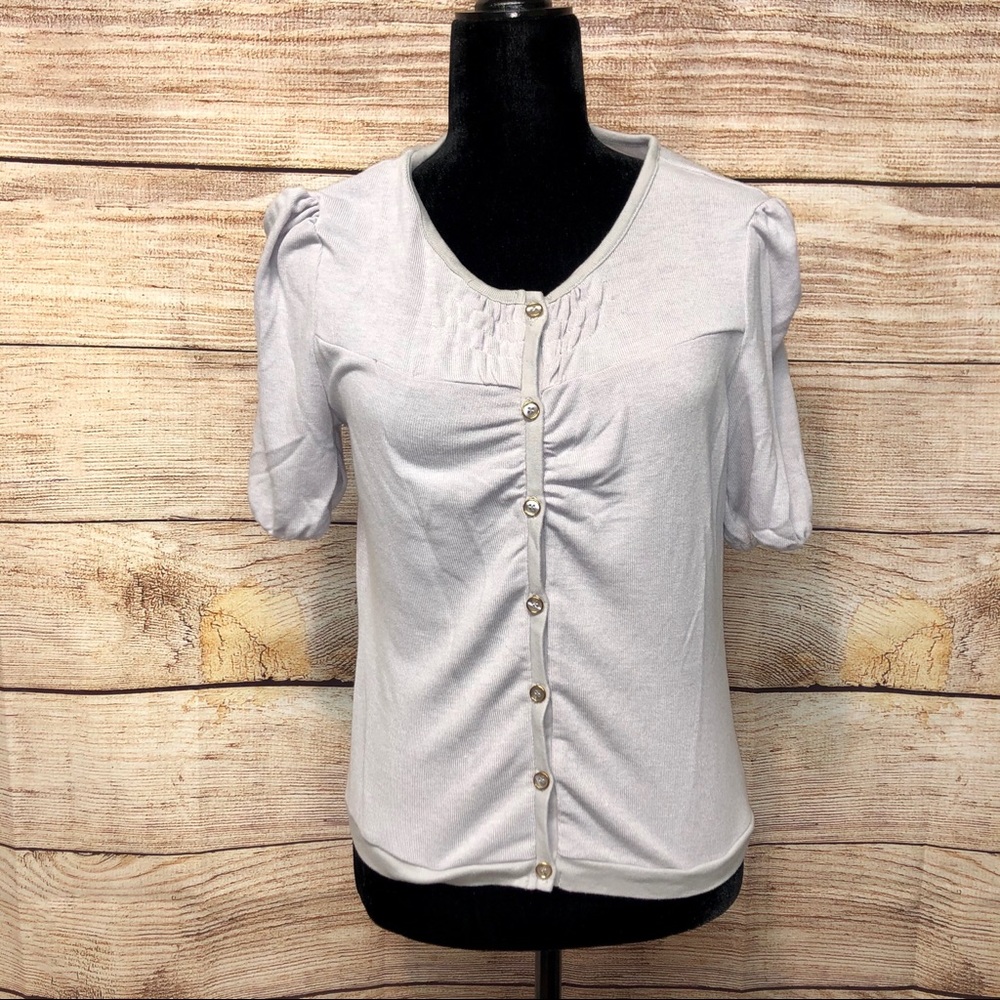 Tulle Short Sleeve Cardigan Lightweight Sweater